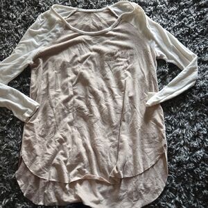 American Eagle Outfitters Cream and White Long Sleeve Tee